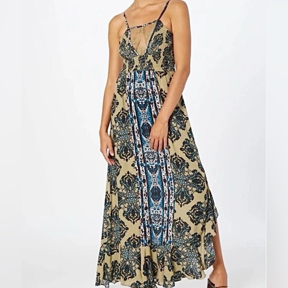 Free People That Moment Maxi Slip Dress in Hazelwood Combo, NWOT, Women’s Small